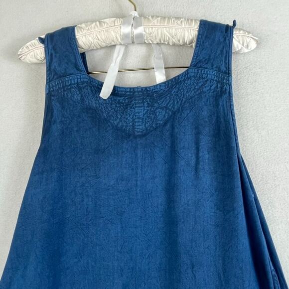 Sakkas Maxi Dress Size S/M Blue Stonewash Fringed Boho India Festival Pockets - Picture 12 of 14